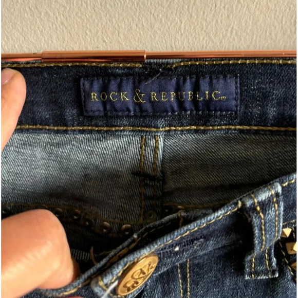 Rock & Republic Womens Mid Rise Bootcut Leg Studded Denim Jeans Blue Sz 6 - Picture 7 of 12